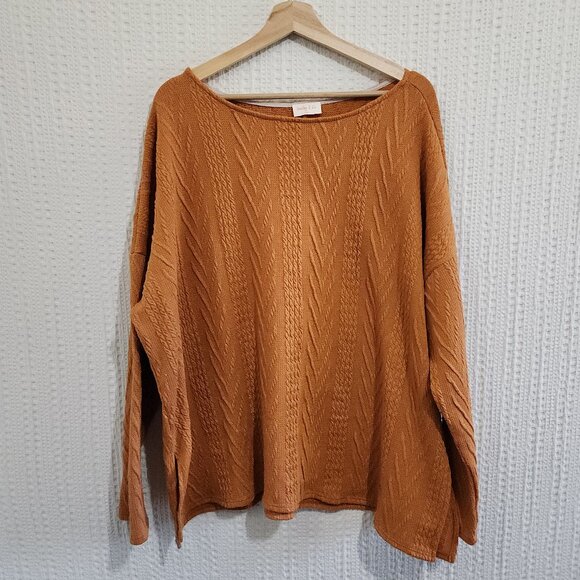Hailey & Co Tops - Hailey & Co Women's Plus Size Orange Cable Knit Light Sweater Size 2X